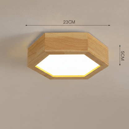 Plafon Sufitowy LED „HexaWood” Drewniany, Geometryczny, 12W, z Wyborem Barwy Światła