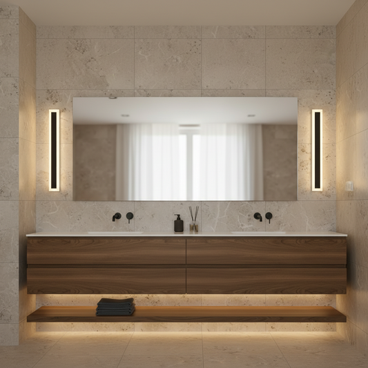 Improved Realistic Luxury Bathroom with LED Wall Sconces