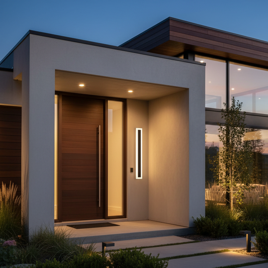 LED Wall Sconce on Modern House Exterior