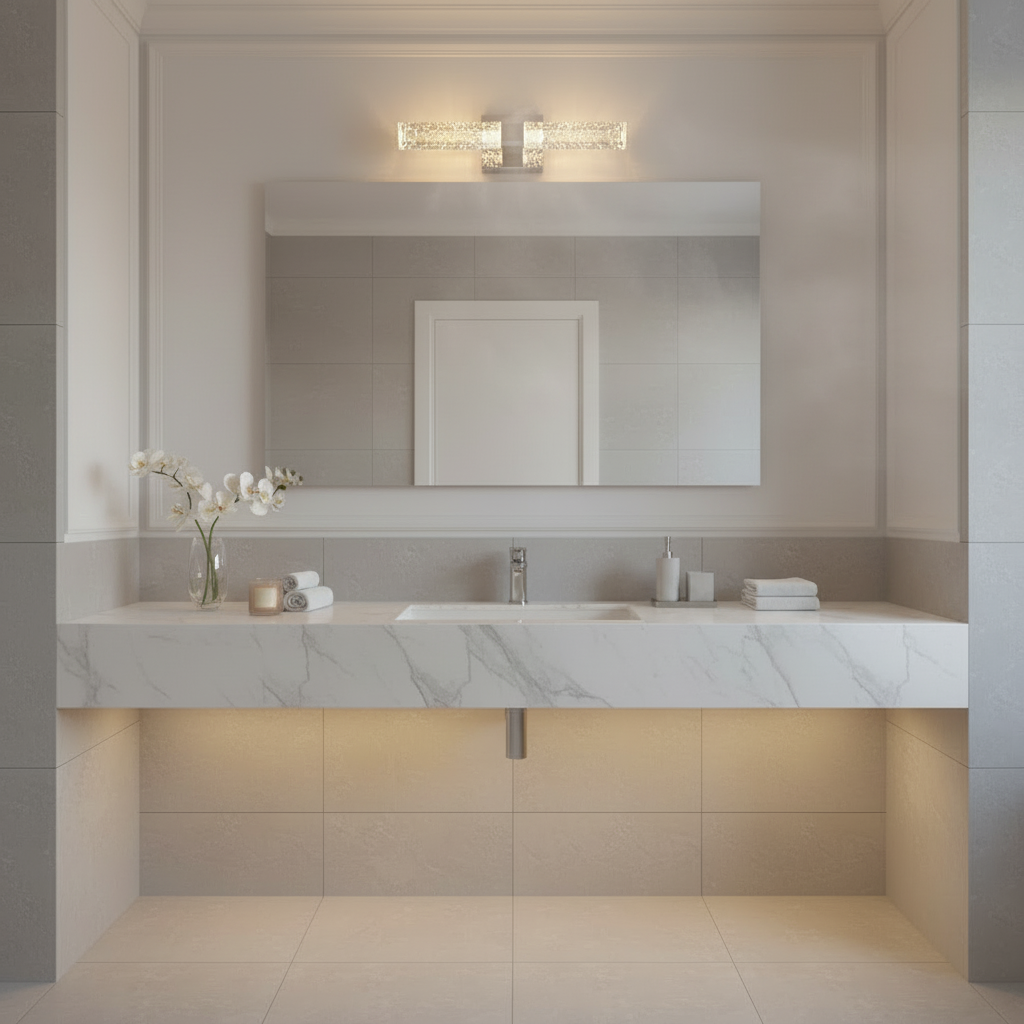 Lifestyle bathroom with silver sconce